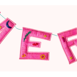 Raffia Guirlande MERRY CHRISTMAS- Pink 