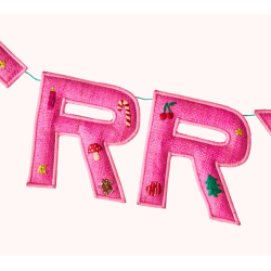 Raffia Guirlande MERRY CHRISTMAS- Pink 