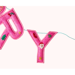 Raffia Guirlande MERRY CHRISTMAS- Pink 