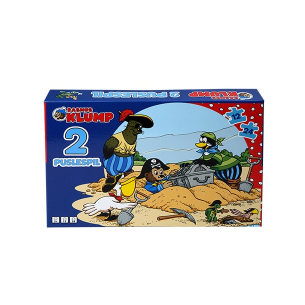 Rasmus Klump, skattejagt, 2 puslespil med 12 og 24 brikker
