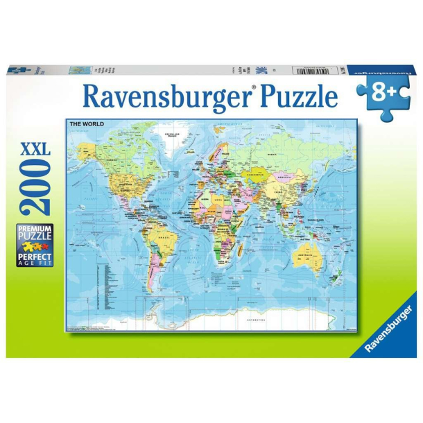 Ravensburger Puzzle, Map of the World, XXL 200 brikker