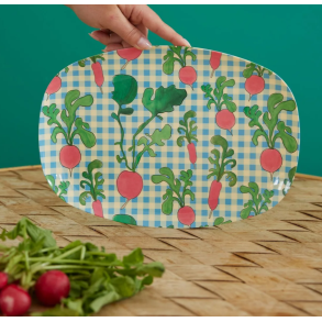 Rektangulr Melamin Middagstallerken - Bl - Ravishing Radish Print
