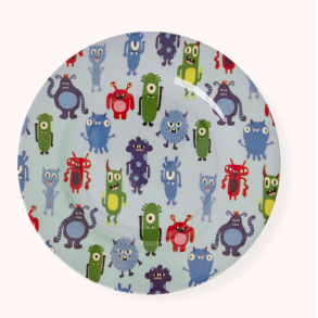 Rice, Brnetallerken, Lys Bl, Monsters Print