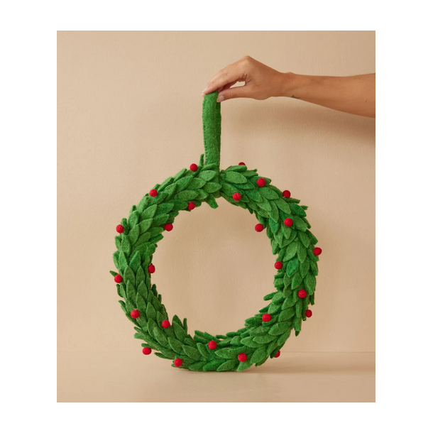 Rice filt julekrans, 37cm