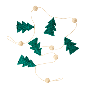 Rice, Juletr Guirlande rattan grn/creme