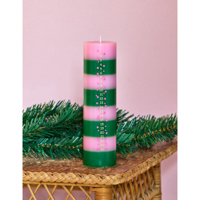 Rice kalenderlys, pink/grn