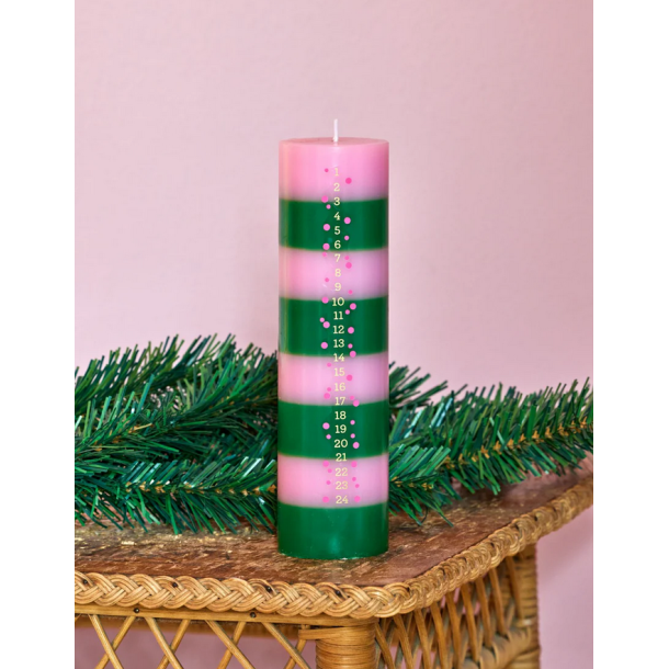 Rice kalenderlys, pink/grn