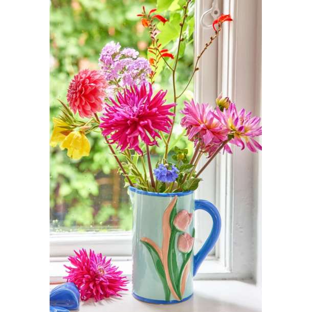 Rice, Keramik Kande, Mint, Embossed Tulips Design 