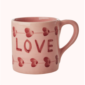 Rice, Keramik Krus, Pink, Hand-painted LOVE 