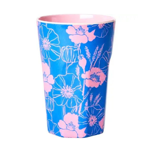 Rice latte kop, bl, Poppies Love Print