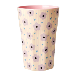 Rice latte kop, Lys Pink - Flower Print