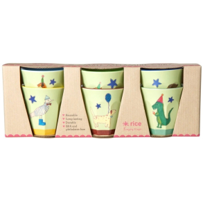 Rice Lille Melamin Kop - Animal Print - Grn, 6 stk. 