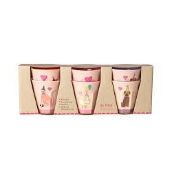 Rice Lille Melamin Kop - Animal Print - Lyserd, 6 stk. 