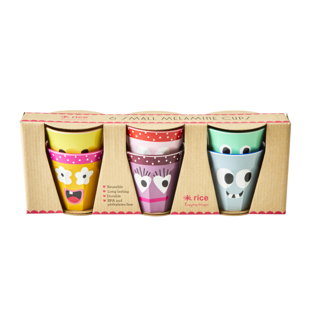 Rice Lille Melamin Kop - Face Print, 6 stk. 