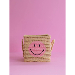 Rice Lille Raffia Kurv, Lyserd, Smiley®