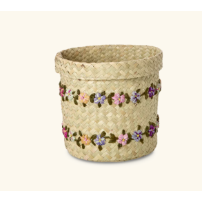 Rice, Lille Raffia Opbevaringskurv, Natur med blomster