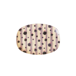 Rice Lille Rektangulr Melamin Dessert tallerken, Blackberry Beauty Print