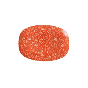 Rice Lille Rektangulr Melamin Dessert tallerken, Koral, Fall Print