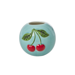 Rice, Lille Rund Keramik Vase - Mint - Cherry Design 