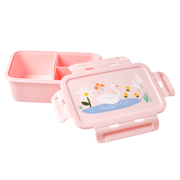 Rice madkasse m. 3 rum - Lyserd m. svane 