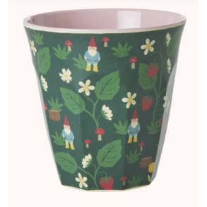 Rice Mellem Melamin Kop - Grn - Forest Gnome Print