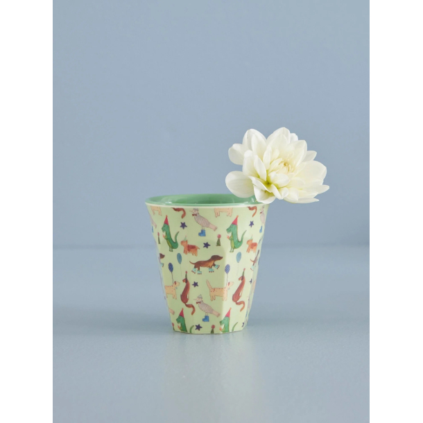 Rice mellem melamin kop, grn, Party Animal Print