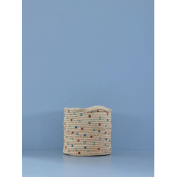 Rice Mellem Raffia Opbevaringskurv, Bl