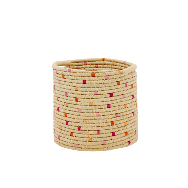 Rice Mellem Raffia Opbevaringskurv, Rd