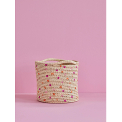 Rice Mellem Raffia Opbevaringskurv, Rd