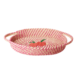 Rice Raffia Brdkurv Oval, Fuchsia