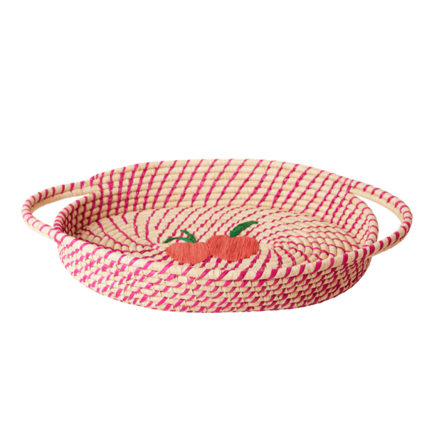 Rice Raffia Brdkurv Oval, Fuchsia