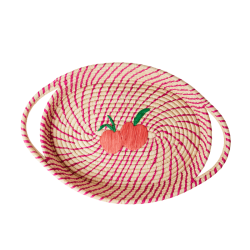 Rice Raffia Brdkurv Oval, Fuchsia