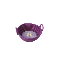 Rice Raffia Kurv, Cherry print lilla, Lille