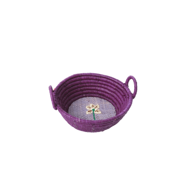 Rice Raffia Kurv, Cherry print lilla, Lille
