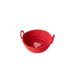 Rice Raffia Kurv, Heart Print Rd, Lille