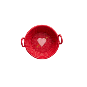 Rice Raffia Kurv, Heart Print Rd, Lille