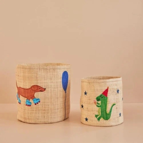 Rice Raffia Kurv, Party Animal, Bl - st m. 2 stk.
