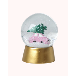 Rice, Rund Glas Snekugle - Guld - Car Print 