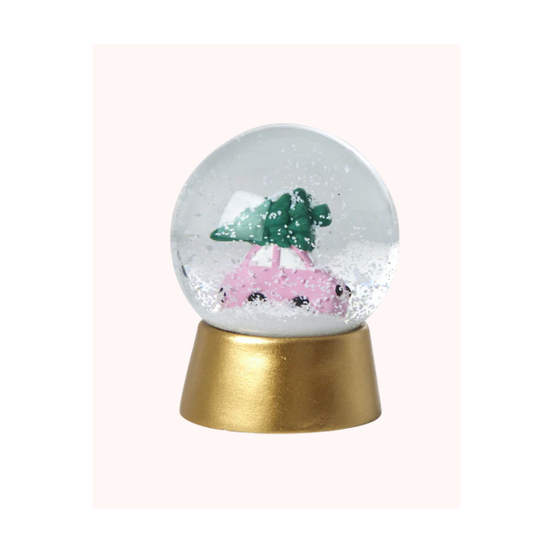 Rice, Rund Glas Snekugle - Guld - Car Print 