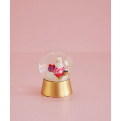 Rice, Rund Glas Snekugle - Guld - Santa Print 