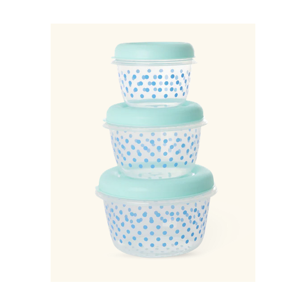 Rice, Rund Madopbevaring, Mint, Dots Print, 3-st 