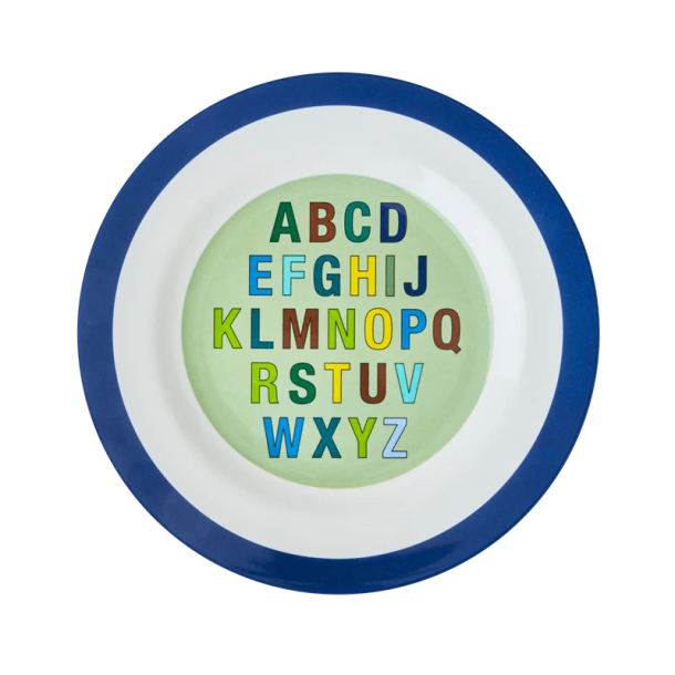 Rice Rund Melamin Brnetallerken - Bl - Alfabet