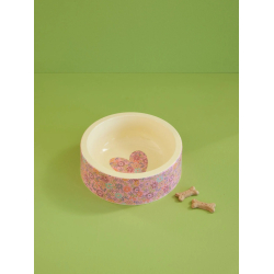 Rice, Rund Melamin Madskl til dyr - Multifarvet - Flower Print