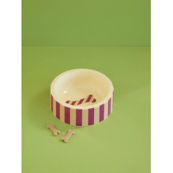 Rice, Rund Melamin Madskl til dyr - Multifarvet - Striped Bone Print
