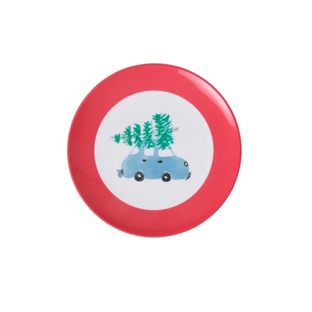 Rice Rund Melamin Tallerken, All Over Xmas Print, Rd