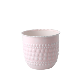 Rice rund metal urtepotte, sart lyserd