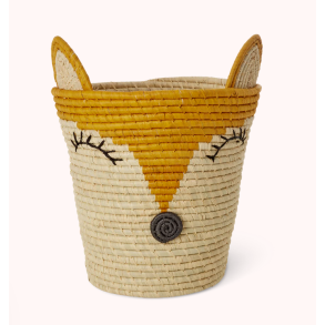 Rice, Rund Raffia Opbevaringskurv, Gul, Fox Design 
