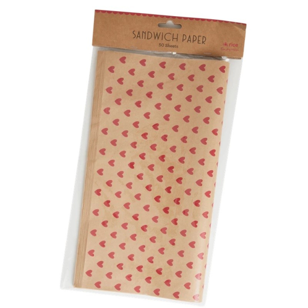 Rice Sandwichpapir, rde hjerter