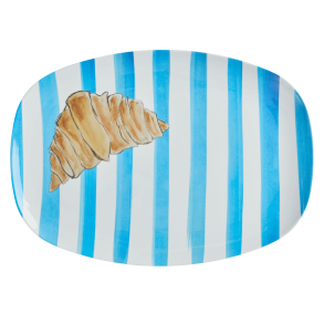 Rice stor rektangulr melamin tallerken, Croissant Print