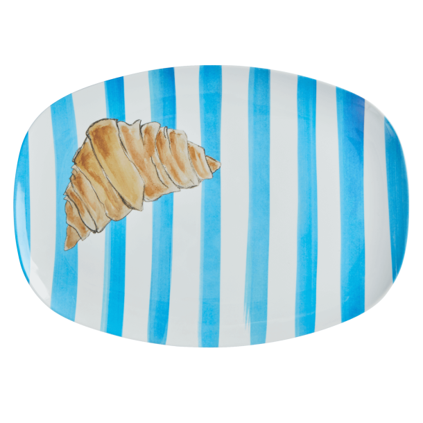 Rice stor rektangulr melamin tallerken, Croissant Print